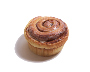 シナモンロール 190円:たっぷりとシナモンを練り込んだ風味豊かなデニッシュに練乳クリームのコクがたまりません。